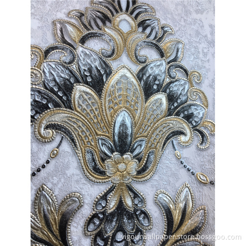 Blumen-Damast-PVC-Tapeten-Hotel-Dekor-Tapete